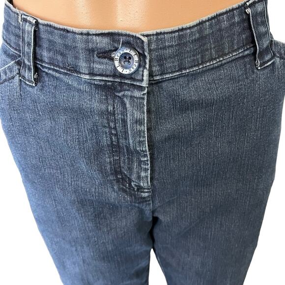L.L. Bean Classic Fit Straight Leg Capri Jeans 14P Elastic Waist Coastal Cowgirl - Picture 2 of 5